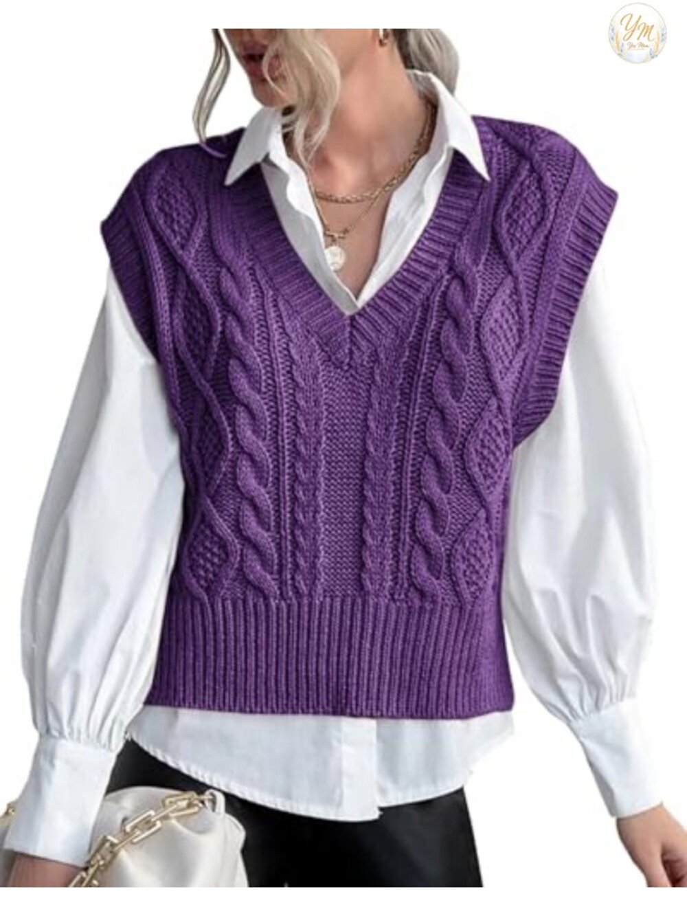 Sweater Vest for Women V Neck Sleeveless Knit Ribbed Preppy Pullover Top